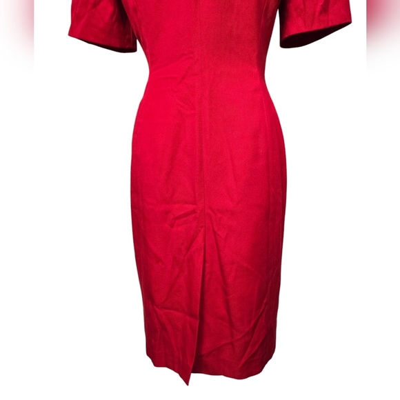 Kasper For A.S.L Petite Red Vintage Military Padded Gold Button Down Dress 4P - Picture 7 of 12